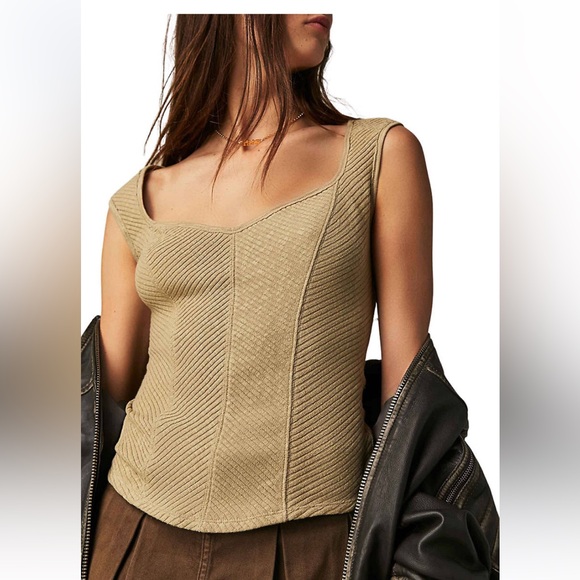 Free People Tops - Free People Tan Textured Sleeveless Top